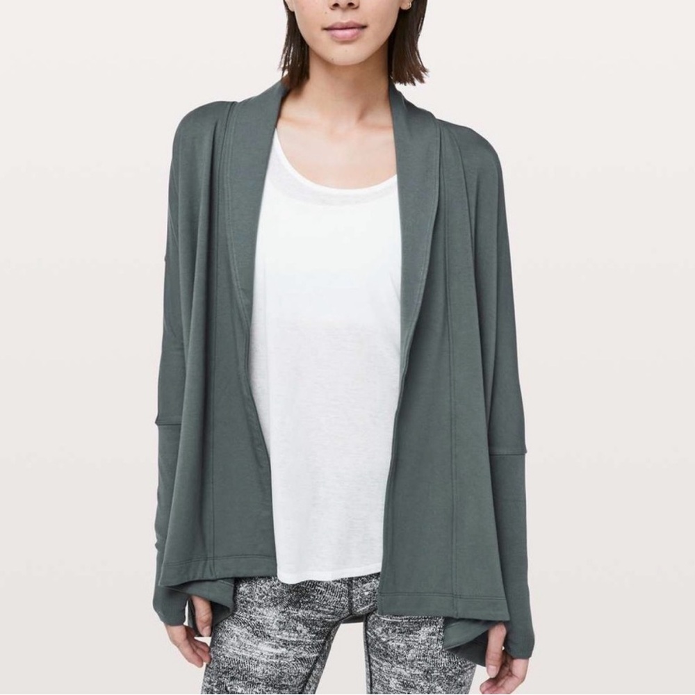 Lululemon Back in Action Women's size 4 Open Front Cardigan Sweater - green